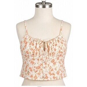 Billabong Billabong Floral Crop Cami Top Small Smocked Tie Front Boho